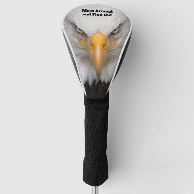 Fierce Bald Eagle Find Out Golf Head Cover (Front)