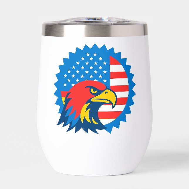 Fierce Bald Eagle on Round USA Flag (Front)