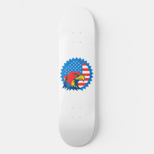 Fierce Bald Eagle on Round USA Flag Skateboard