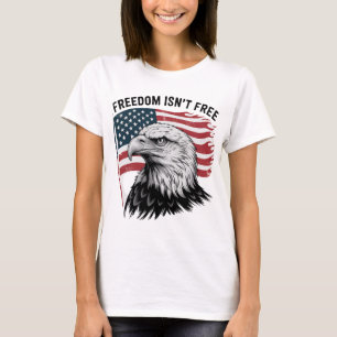 Fierce Bald Eagle with American Flag Art T-Shirt
