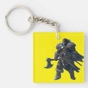 Fierce Barbarian Warrior with Ancient Axe  Key Ring