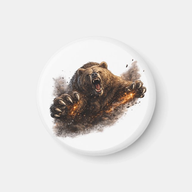 Fierce Bear Attack – Power Animal Design Magnet (Front)