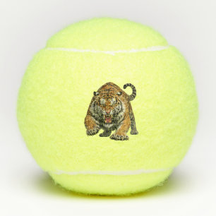 Fierce Bengal Tiger Mid Pounce Wildlife Tennis Balls