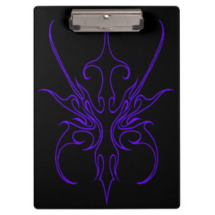 Fierce Black and Purple Tribal Line Art Clipboard