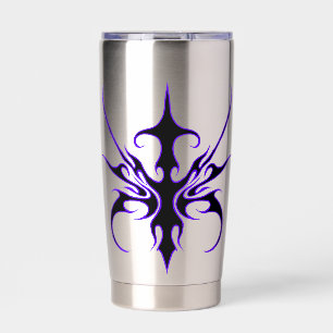 Fierce Black and Purple Tribal Line Art Insulated Tumbler