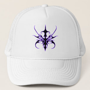 Fierce Black and Purple Tribal Line Art Trucker Hat