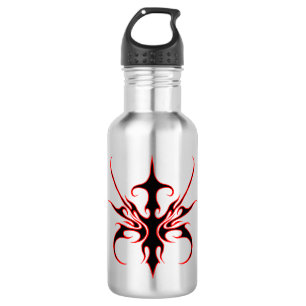 Fierce Black and Red Tribal Line Art Illustration 532 Ml Water Bottle