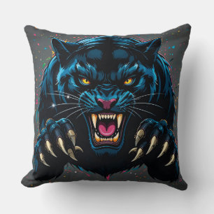 Fierce Black Panther Illustration Cushion