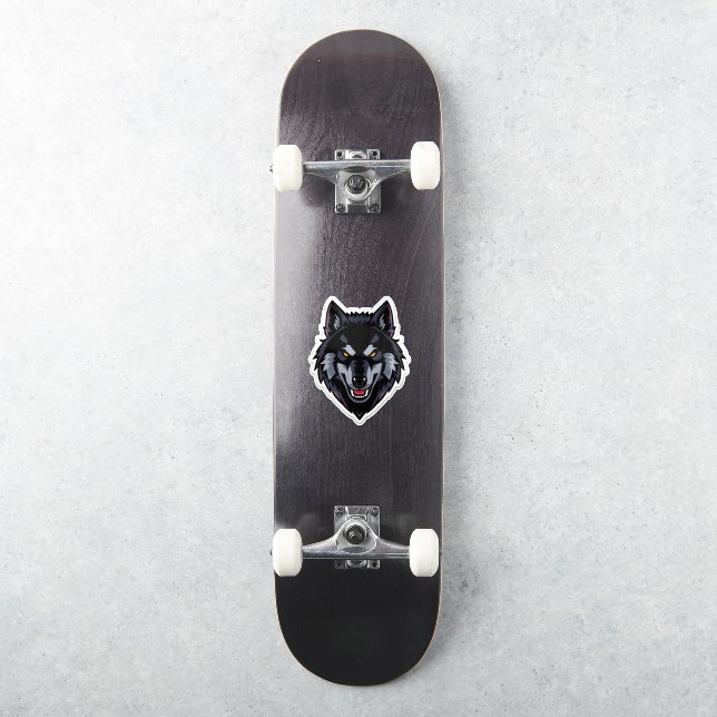 Fierce Black Wolf with Red Eyes Sticker – Dark Got (Skateboard)