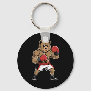 Fierce Boxing Bear Funny Tough Animal Fighter Key Ring