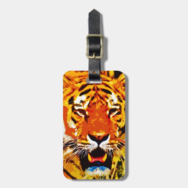 Fierce Bright Orange Siberian Tiger Luggage Tag (Front Vertical)