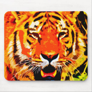 Fierce Bright Orange Siberian Tiger Mouse Pad