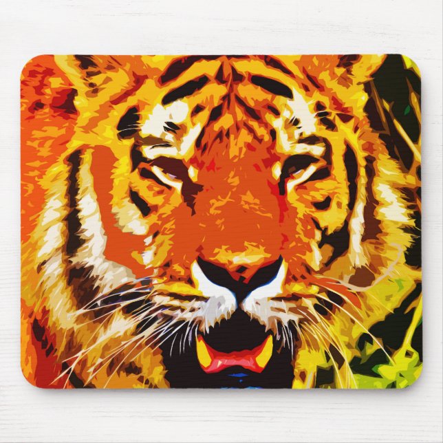 Fierce Bright Orange Siberian Tiger Mouse Pad (Front)