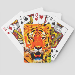 Fierce Bright Orange Siberian Tiger Playing Cards