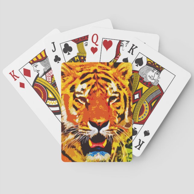 Fierce Bright Orange Siberian Tiger Playing Cards (Back)