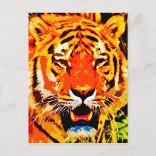 Fierce Bright Orange Siberian Tiger Postcard