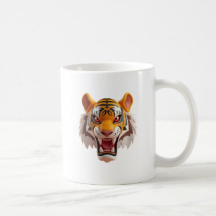Fierce cartoon tiger with expression. coffee mug
