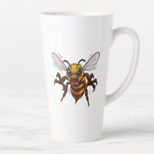 Fierce Cartoon Wasp Flying Towards You Latte Mug