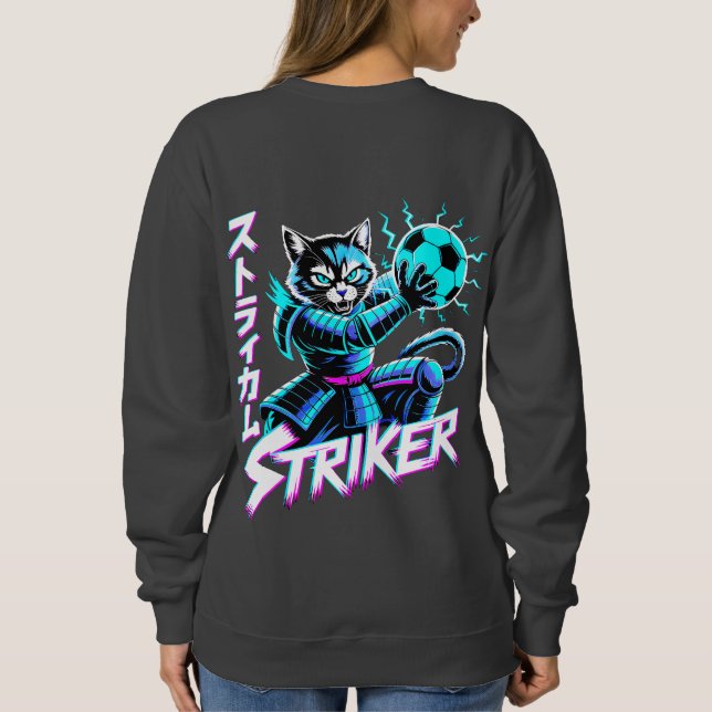 Fierce Cat Samurai Striker Sweatshirt for Women (Back)