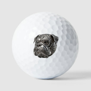 Fierce Celtic Silver Bulldog  Warrior Knot Totem Golf Balls