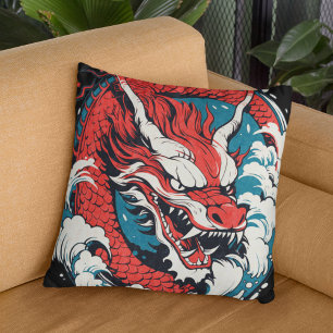 Fierce Chinese or Japanese Dragon  Cushion