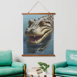 Fierce Crocodile with Piercing Eyes Wildlife Hanging Tapestry