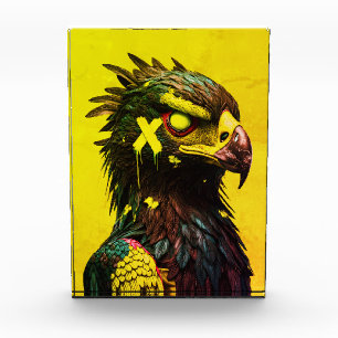 Fierce Cyber Eagle with Neon Accents Contemporary Photo Block