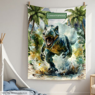 Fierce Dinosaur Blanket Personalised Custom Name 