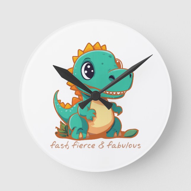 Fierce Dinosaurs Round Clock (Front)