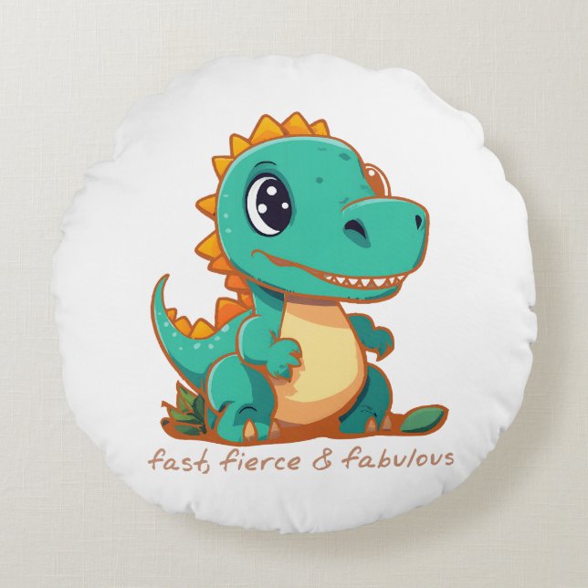 Fierce Dinosaurs Round Cushion (Front)