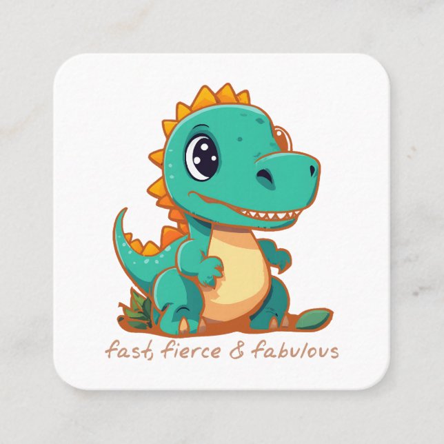 Fierce Dinosaurs Square Business Card (Front)