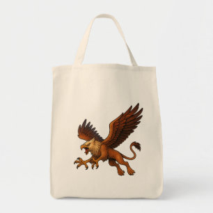 Fierce Diving Golden Griffin Mythology Fantasy Art Tote Bag