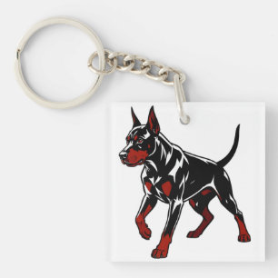 Fierce Doberman Guard Dog Key Ring