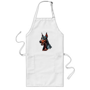 Fierce Doberman Portrait Aggressive Dog gift Long Apron
