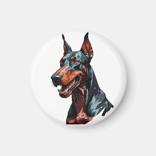 Fierce Doberman Portrait Aggressive Dog gift Magnet