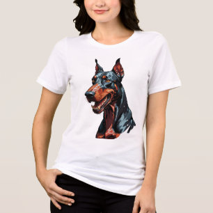 Fierce Doberman Portrait Aggressive Dog gift Tri-Blend Shirt