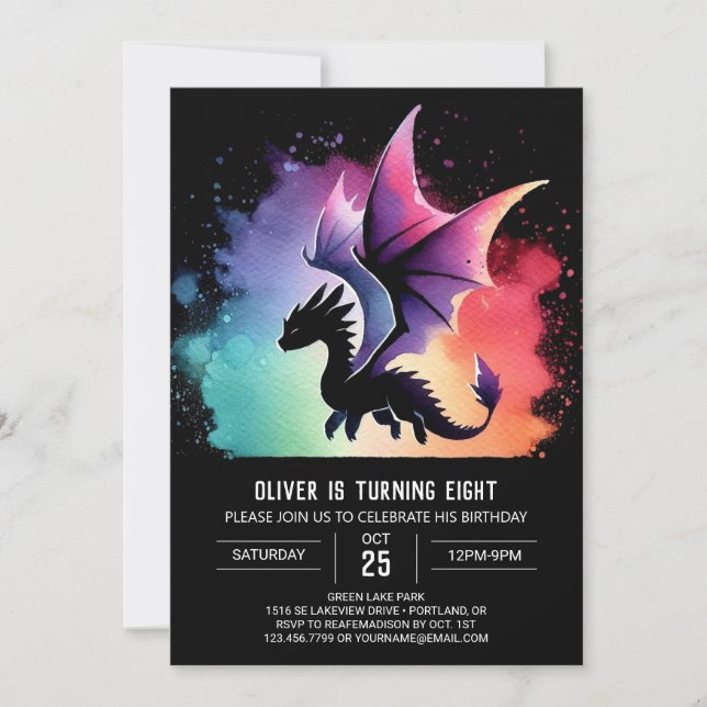 Fierce Dragon Birthday Printable Invitation (Front)