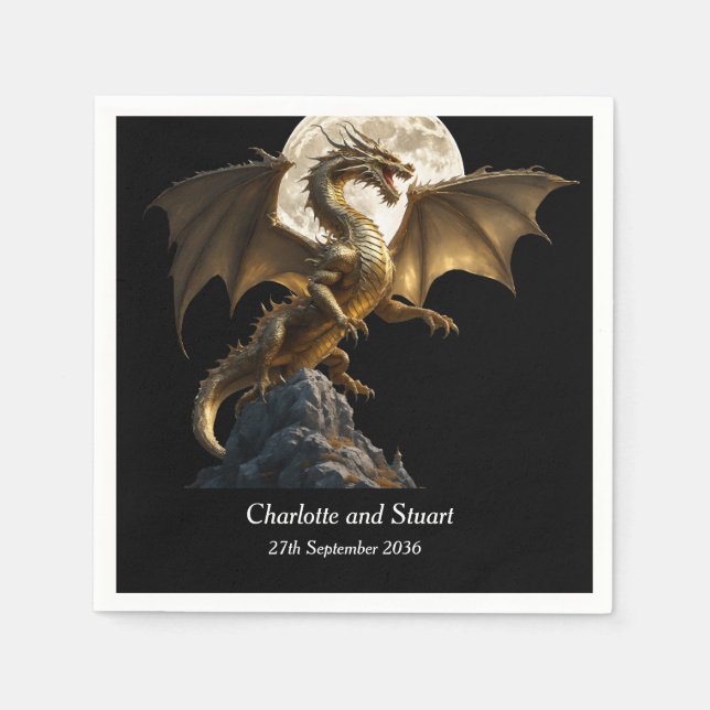 Fierce Dragon Rearing Napkin (Front)