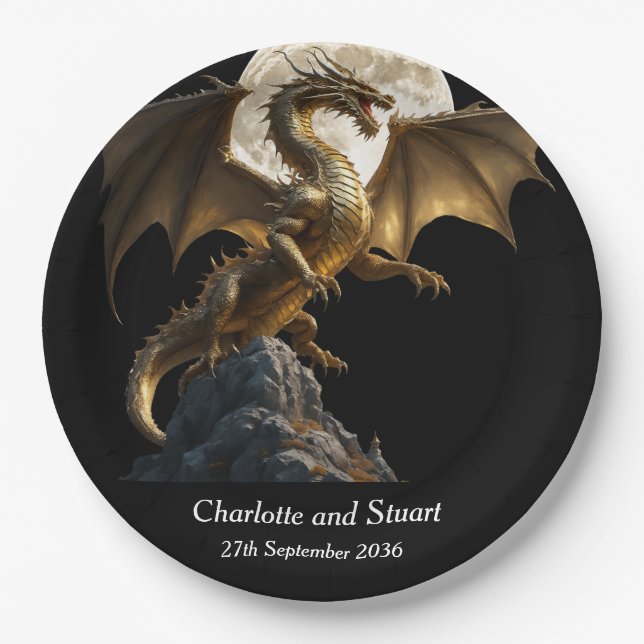 Fierce Dragon Rearing Paper Plate (Front)