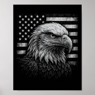 Fierce Eagle And American Flag Patriotic Usa 4th O Poster