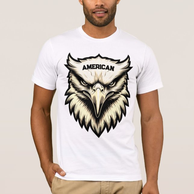 Fierce Eagle Head Custom American T-Shirt (Front)