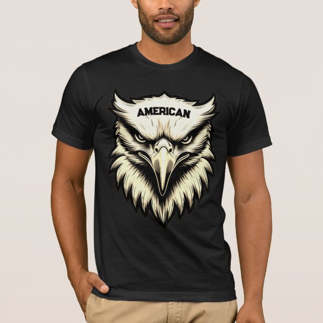 Fierce Eagle Head Custom American T-Shirt (Front)