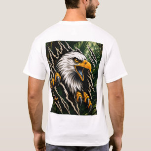 Fierce Eagle Ripping Through Leaves Illustration T-Shirt