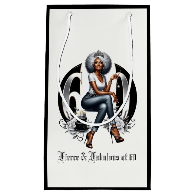 Fierce & Fabulous at 60 Small Gift Bag (Front)