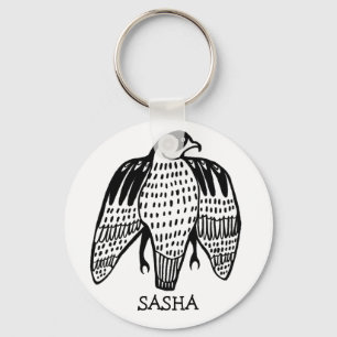 Fierce Falcon CUSTOM NAME Peregrine Bird Key Ring