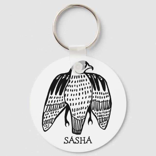 Fierce Falcon CUSTOM NAME Peregrine Bird Key Ring (Front)