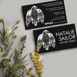 FIERCE FALCON Unique Modern Logo Notary Public Business Card