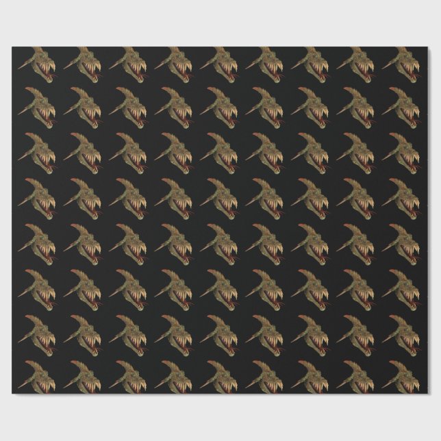 Fierce Fantasay Dragon Snake Head Wrapping Paper (Flat)