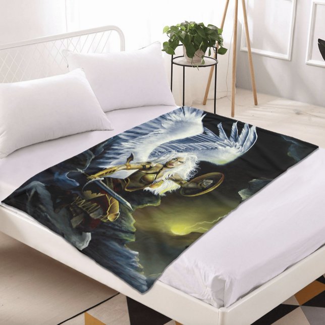Fierce Fantasy Warrior Angel Sword Fleece Blanket (Creator Uploaded)