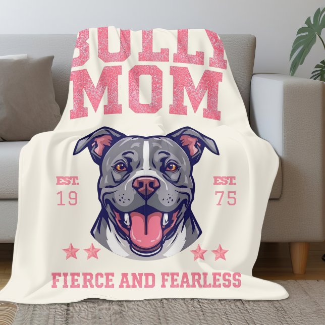 Fierce Fearless Bully Dog Mom | Pitbull Mama Cozy Fleece Blanket (Creator Uploaded)